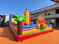 Aire de jeux pour enfants, trampoline gonflable géant et château, thème animaux dinosaures, matériau PVC, utilisation en extérieur, capacité 100-500 kg