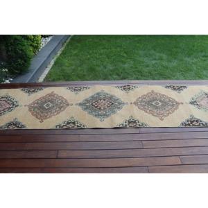 Vintage 2.6x12.4 ft Rug, Turkish Rug, <b>Brown</b> Ombr Rug <b>Wool</b> - Product Image 3