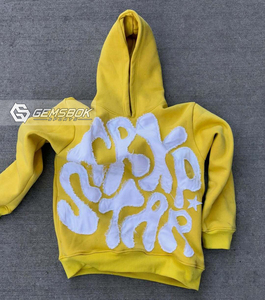 Sudaderas con Capucha para Hombre, Estilo Urbano, con Apliques Bordados Personalizados, Efecto Desgastado, Lavado al Sol, 100% Algodón, Felpa Francesa Gruesa, para Invierno - Product Image 1