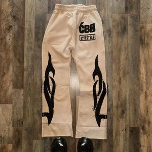 Pantalon de survêtement évasé Streetwear personnalisé 100% coton français éponge botte coupe Vintage impression en détresse lavage à l'acide pantalon de survêtement évasé hommes - Product Image 5