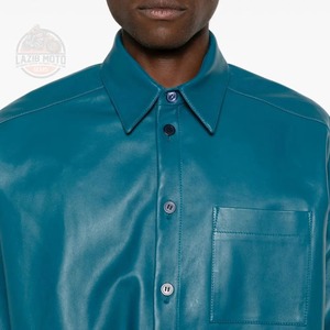 Chemise en cuir véritable pour homme, personnalisée, décontractée, anti-rides, écologique, manches longues, cuir de haute qualité, dernier design 2026, entière - Product Image 6