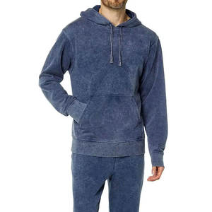 Haute qualité personnalisé surdimensionné à manches longues pull acide lavage à capuche hommes lavé noir Vintage délavé détresse sweats à capuche - Product Image 3