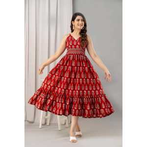 Motivos Étnicos Impreso Rojo Sin Mangas Fit and Flare Maxi 2017 - Product Image 6