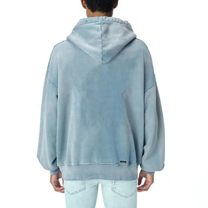 OEM Logo Oversized hombres mujeres Sudadera con capucha Custom Boxy Fit Baggy Acid Wash Sun faded Hoodie Hombres Sin Cordón DDP Envío - Product Image 2