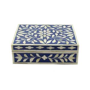 Horn Bone Inlay Wooden Jewelry <b>Box</b> Craft Valley Artisan Crafted Square Durable <b>Decorative</b> Accessory <b>Storage</b> Perfect Luxury - Product Image 3