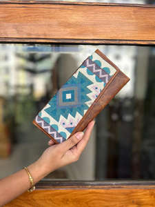 Nouveau véritable crunch fait à la main aztèque mince pochette en cuir fait à la main luxe mignon tapis coloré petite enveloppe Style pochette // portefeuille - Product Image 2