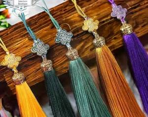 Nouveaux glands en polyester/coton tissé écologiques en forme de lingot d'or pour la décoration de vêtements - Fabriqués sur mesure avec/sans cordon - Product Image 2