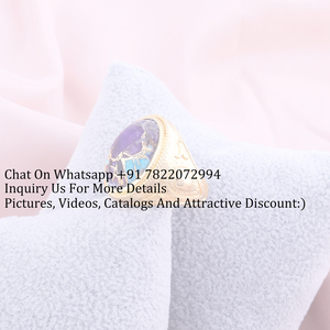 Anillo de declaración de moda para hombres púrpura con cobre azul turquesa joyería Latón chapado en oro amarillo collar ajuste fiesta desgaste anillos - Product Image 4