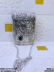 Handmade Brass Clutch <b>Bag</b> for Ladies Craftstages International Wedding <b>Evening</b> Party Chain Strap Flap Closure Satin Lining - Product Image 2