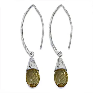 Boucles d'oreilles en alliage plaqué argent en forme de goutte d'eau avec sertissage clos de pierre topaze pour femme, style classique - Product Image 1