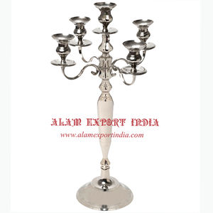 Candelabro de Metal y Aluminio de Diseño Moderno, Largo, para Decoración de Bodas, con 5 Brazos, Portavelas Decorativo para el Hogar, Acabado Plateado Brillante - Product Image 5