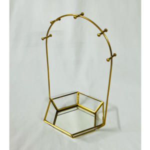 Bandejas de soporte de joyería de cristal de Metal dorado hechas a mano organizador de exhibición de almacenamiento de maquillaje personalizado para contenedor de joyería de mujer - Product Image 2