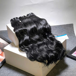 Extension de cheveux de trame de machine de couleur noire de jet de cheveux ondulés de haute qualité prête à expédier prix le moins cher - Product Image 1