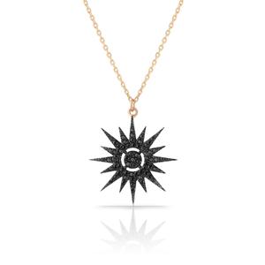 Collar con Colgante de Estrella del Norte en Plata de Ley 925 para Mujer, con Piedra Negra, Elegante, ALK1723, Joyería Fina Hecha en Turquía - Product Image 1