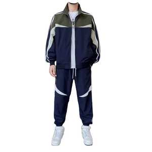 <b>Men</b> <b>Polyester</b> Tracksuit Quick Dry Breathable Knitted Printed Zip Jacket <b>Jogger</b> Pants Two Piece Set - Product Image 1