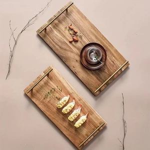 Hot Selling Eco-Friendly Wooden Serving Platter Luxury Metal Handle Sticker <b>Printed</b> Charger <b>Plate</b> 100pcs for Kitchen Home Use - Product Image 6