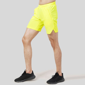 Shorts Bermuda pour homme, jaune fluo, séchage rapide, taille élastique, couleur unie, décontractés, pour le fitness, avec poches - Product Image 3