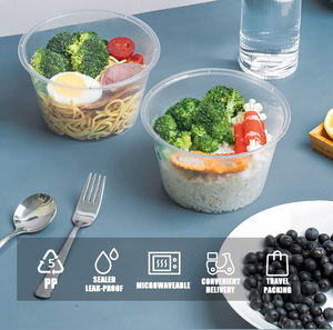 Precio bajo de fábrica 12oz forma redonda contenedor de plástico para alimentos con tapa PP plástico para llevar transparente nuevo producto 2025 Popular - Product Image 6