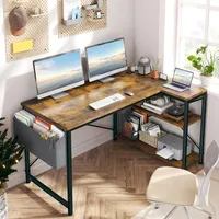 Bureau d'ordinateur en L OEM avec prises électriques et rangement réversible, idéal pour les petits espaces de bureau à domicile