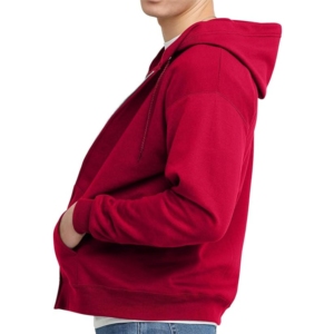 80% Cotton 20% Polyester 380gsm Fleece Customized Regular Fit Men's <b>Hoodie</b> <b>Zipper</b> Embroidered Eco-Friendly Streetwear Winter <b>Red</b> - Product Image 3