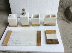 Ensemble d'accessoires de salle de bain en marbre moderne de luxe léger en quatre pièces, imperméable, avec couleur et taille personnalisées - Product Image 2