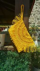 Handcrafted Blue Beach <b>Clutch</b> for Women Bohemian Tassels Raffia <b>Bag</b> Handmade <b>Straw</b> Crochet Paper Rafia Handbag for Summer Use - Product Image 5