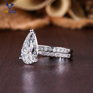 Anillo de oro blanco con diamantes de corte redondo y pera TDW 3.808 de Lab-Stone / Shine con un color de diamantes/EF-VS - Product Image 3