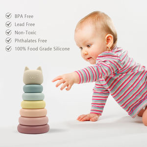 Ensemble de tasses empilables en silicone pour bébé, <span class=keywords><strong>jouet</strong></span> éducatif d'empilage d'animaux pour développer la motricité - Product Image 4