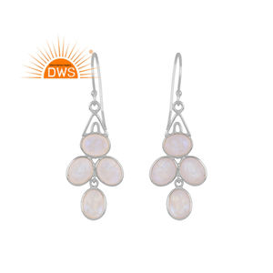Pendientes colgantes de piedras preciosas de piedra de luna arcoíris Natural de plata esterlina más vendidos, fabricante de joyería personalizada - Product Image 1