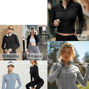 Chaqueta de Yoga transpirable sin costuras para mujer con manga larga, camiseta de entrenamiento ligera con cremallera, alta elasticidad, secado rápido, ecológica - Product Image 6