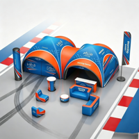 Carpa Inflable de Lujo con Arco, 10x10 pies, Estructura Sellada, Domo de Exhibición con Paredes Laterales Removibles para Festivales de Música