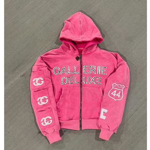 Ensemble survêtement d'hiver personnalisé avec fermeture éclair, broderie de logo, pantalon de jogging évasé, ensemble sweat-shirt de haute qualité 100% coton, streetwear - Product Image 6