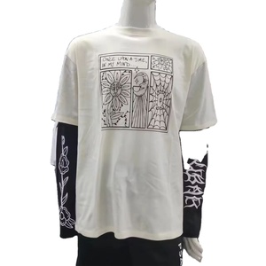 เสื้อยืดแขนสองชั้นสำหรับผู้ชายเสื้อยืดแขนยาวสองชั้นพิมพ์ลายหน้าจอผ้าฝ้าย100% - Product Image 1