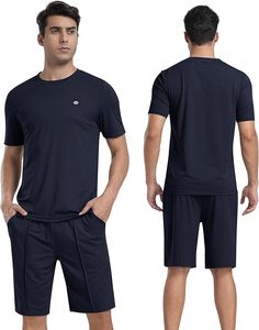 Conjunto de Verano 2025 de Dos Piezas, Chándal Personalizado con Bordado Chenille, Color Sólido, Camisa de Manga Corta con Cierre y Solapa, y Pantalones Cortos para Hombre - Product Image 6
