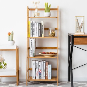 Étagère murale flottante rustique en bois de bambou 50x33x120cm pliable pour la décoration de la maison/du bureau - Product Image 4