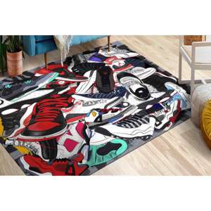 Tapis imprimé motif baskets - Moderne, Graffiti, Personnalisé, Décoration de luxe, Tapis en chenille - Product Image 3