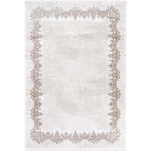 White Modern Elkenz EK010 100% Acrylic Non-Shed Easy-Clean Durable Area Rug <b>for</b> Bedroom <b>Study</b> & <b>Kids</b> Rooms-Rugs Depot - Product Image 1
