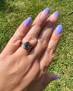 2,00 Ct gris Original Moissanite diamante anillo de compromiso VS2 certificado oro amarillo bisel conjunto pera corte brida anillo de bodas - Product Image 2