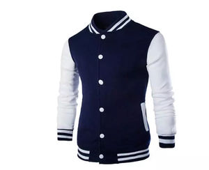 Logotipo personalizado Stand Up Collar Hombres Puños acanalados Letterman Béisbol Bomber Varsity Jacket - Product Image 6