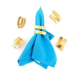 Rond de serviette doré vintage Anneaux de serviette en métal en alliage décoratif pour banquet de mariage Articles de fête au design classique - Product Image 1