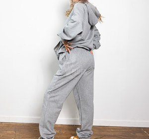 ชุดวอร์มแบบสวมหัวสำหรับผู้หญิงชุดวอร์มผ้าคอตตอน100% มีฮู้ดชุดวอร์มกางเกง2ชิ้น2026ออกแบบได้ตามต้องการ - Product Image 3