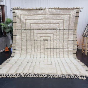 Tapis marocain blanc Shag Beni Ourain tapis en laine tufté à la main rayé zone sur mesure salon tapis berbère authentique tapis - Product Image 1