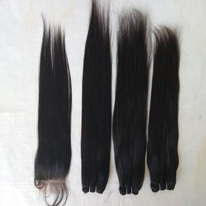 Extensiones de mechones de cabello humano Remy de color natural tejido de pelo liso al por mayor 100 por ciento pelo virgen suave sedoso duradero - Product Image 4