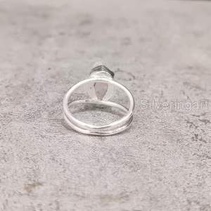 Bague pour femme en argent sterling 925, pierre précieuse en quartz rose naturel, pierre de naissance d'avril, double bande, bijoux faits à la main pour Noël - Product Image 6