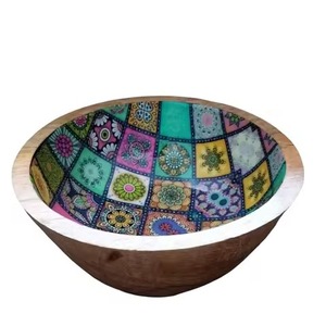 Juego de 2 Ensaladeras de Madera de Mango Premium con Diseño de Esmalte, Perfecto para Hoteles, Restaurantes, Mesa de Comedor y Decoración de Cocina - Product Image 4