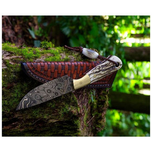 ด้ามจับไม้เขากวางทำด้วยมืองาน OEM ทำจากสแตนเลสเกรดอุตสาหกรรม12นิ้วมีดล่าสัตว์ดีไซน์ฝนตกรับประกัน3ปีสำหรับ DIY - Product Image 4