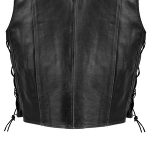 Nueva llegada de invierno de moda de los hombres Chaleco de cuero de color sólido estilo de la calle a prueba de viento cuerno botón cierre liso teñido servicio OEM - Product Image 4