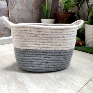 Best Selling 100% Handmade Cotton <b>Rope</b> Folding <b>Storage</b> <b>Baskets</b> for Organizing Clothing and Toys Home Decor - Product Image 1