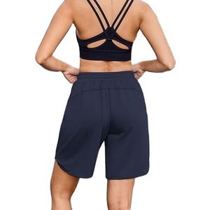 Service OEM, logo personnalisé, short décontracté en molleton uni pour femme, taille mi-haute, cordon de serrage élastique, poches, coupe régulière - Product Image 1