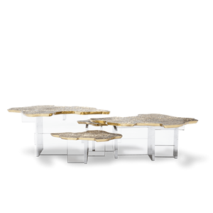Monet Traditional Farmhouse Brass and Glass Center <b>Table</b> Durable Decorative Furniture for Living Room and Entry - Product Image 5